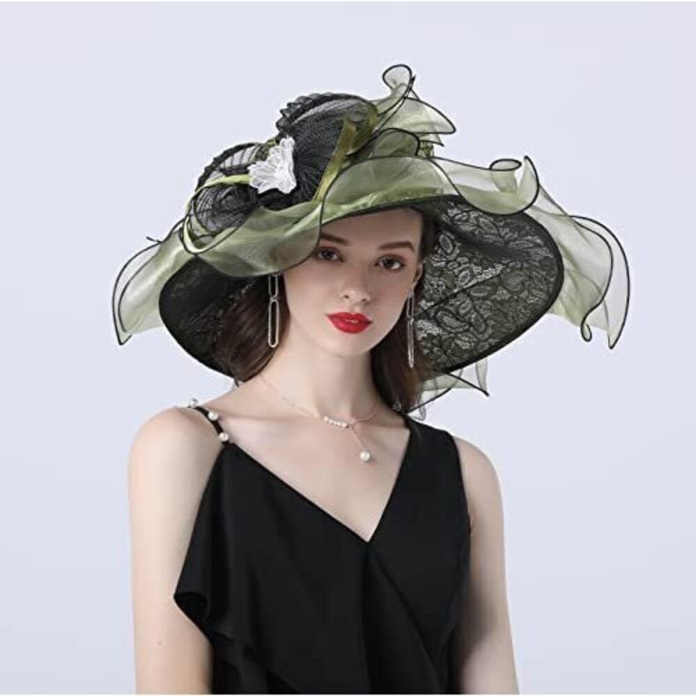 4552 Women Organza Fascinator Church Hat Floral Tea Party Wedding (013d